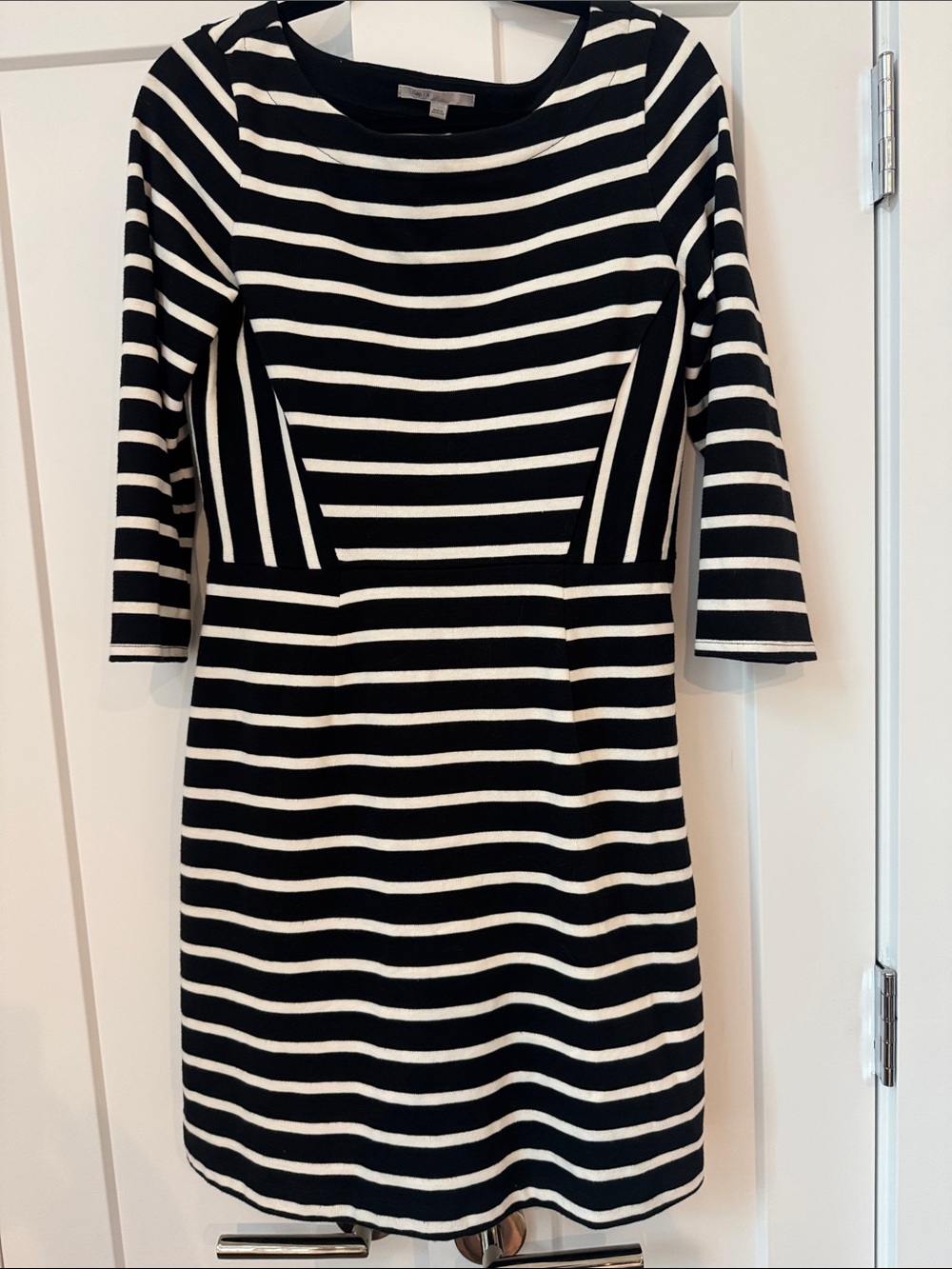 GAP Black and White Striped Long Sleeve Sheath Dress